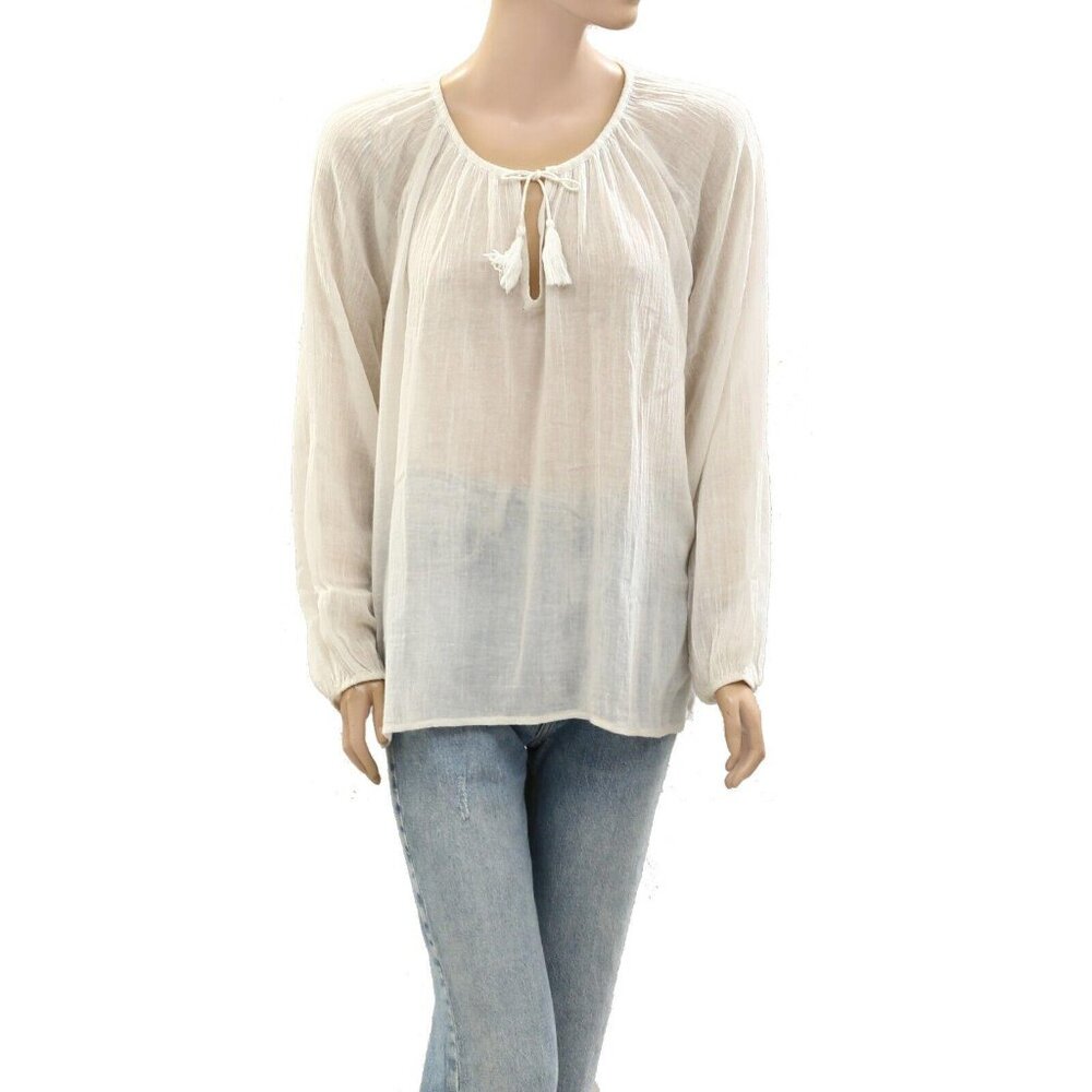 Denim & Supply Ralph Lauren Solid Long Sleeve Tunic Top Cotton Gauzy M